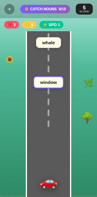 Grammar Hunt gameplay screen